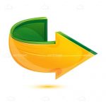 Curved Arrow in Yellow and Green with Volume Effect